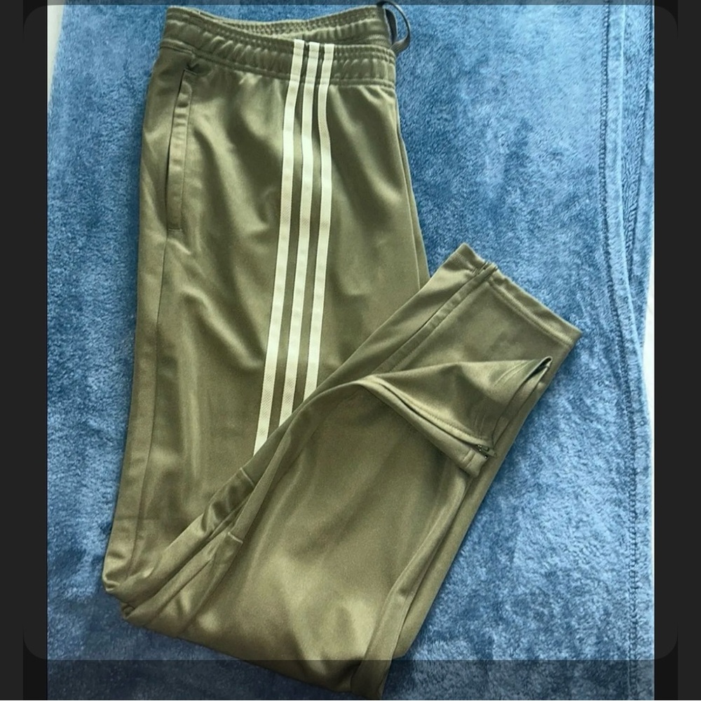 Olive Green Track Pants with White Stripes